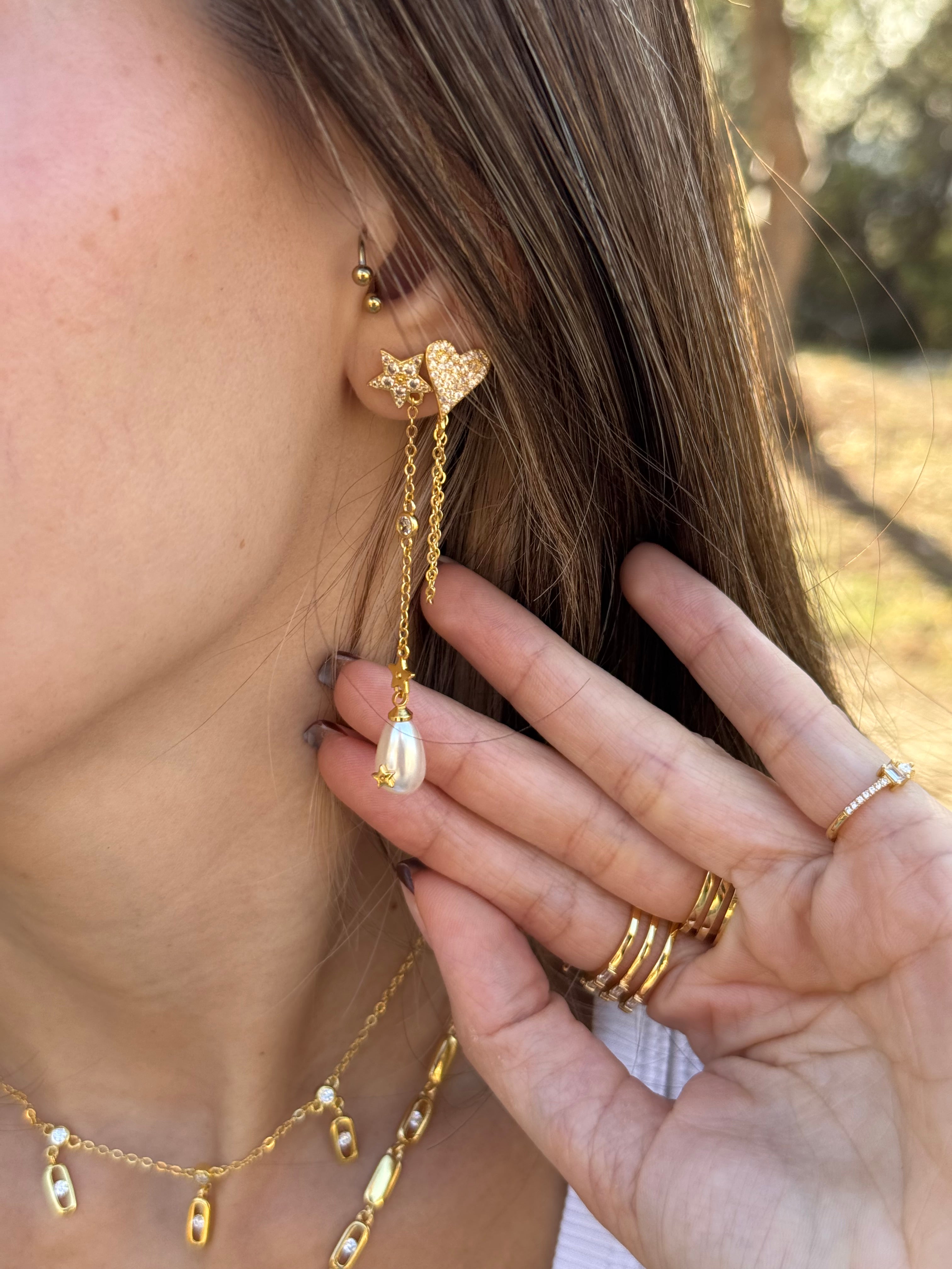 Heart Chain Earrings