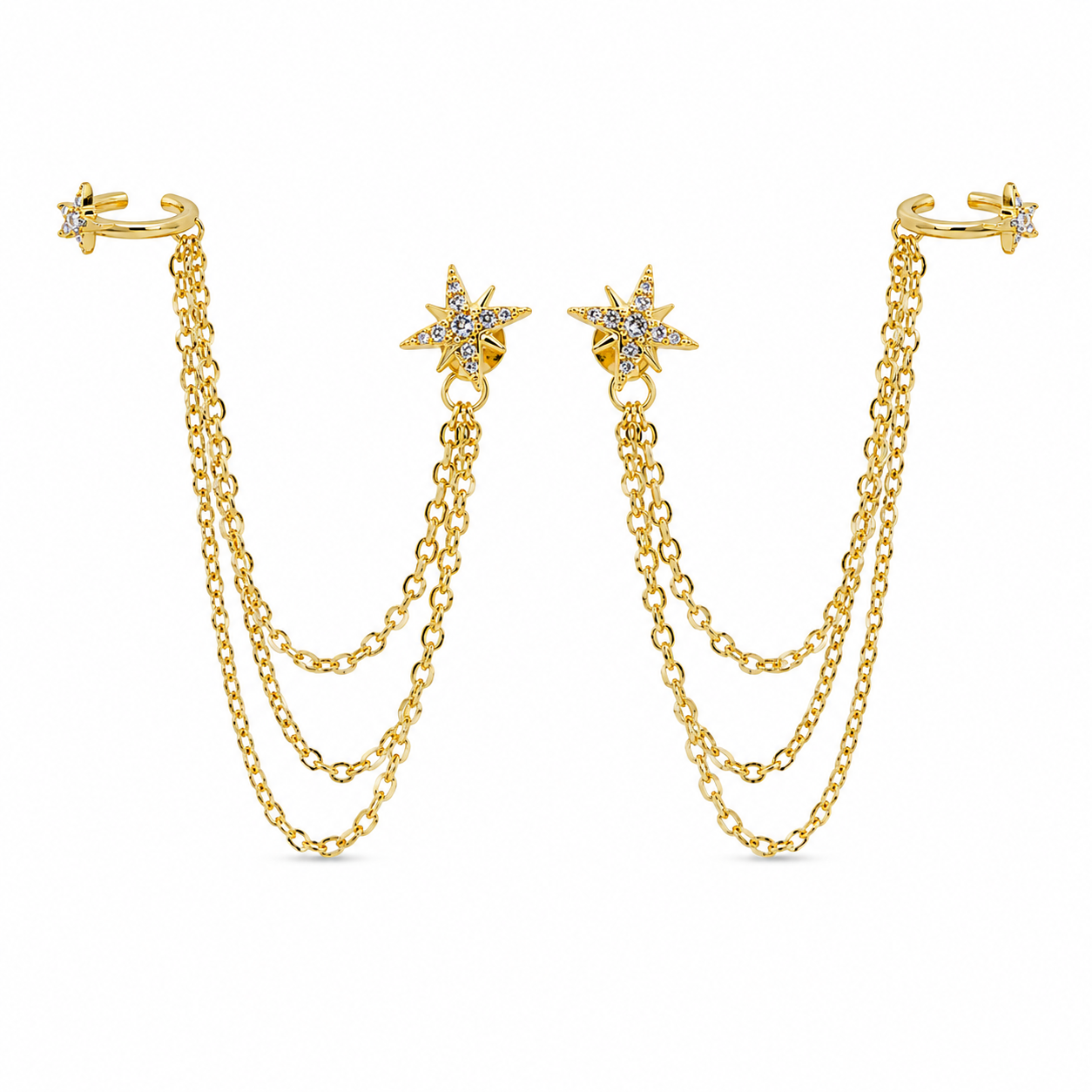 Starburst Chain & Cuff Earrings
