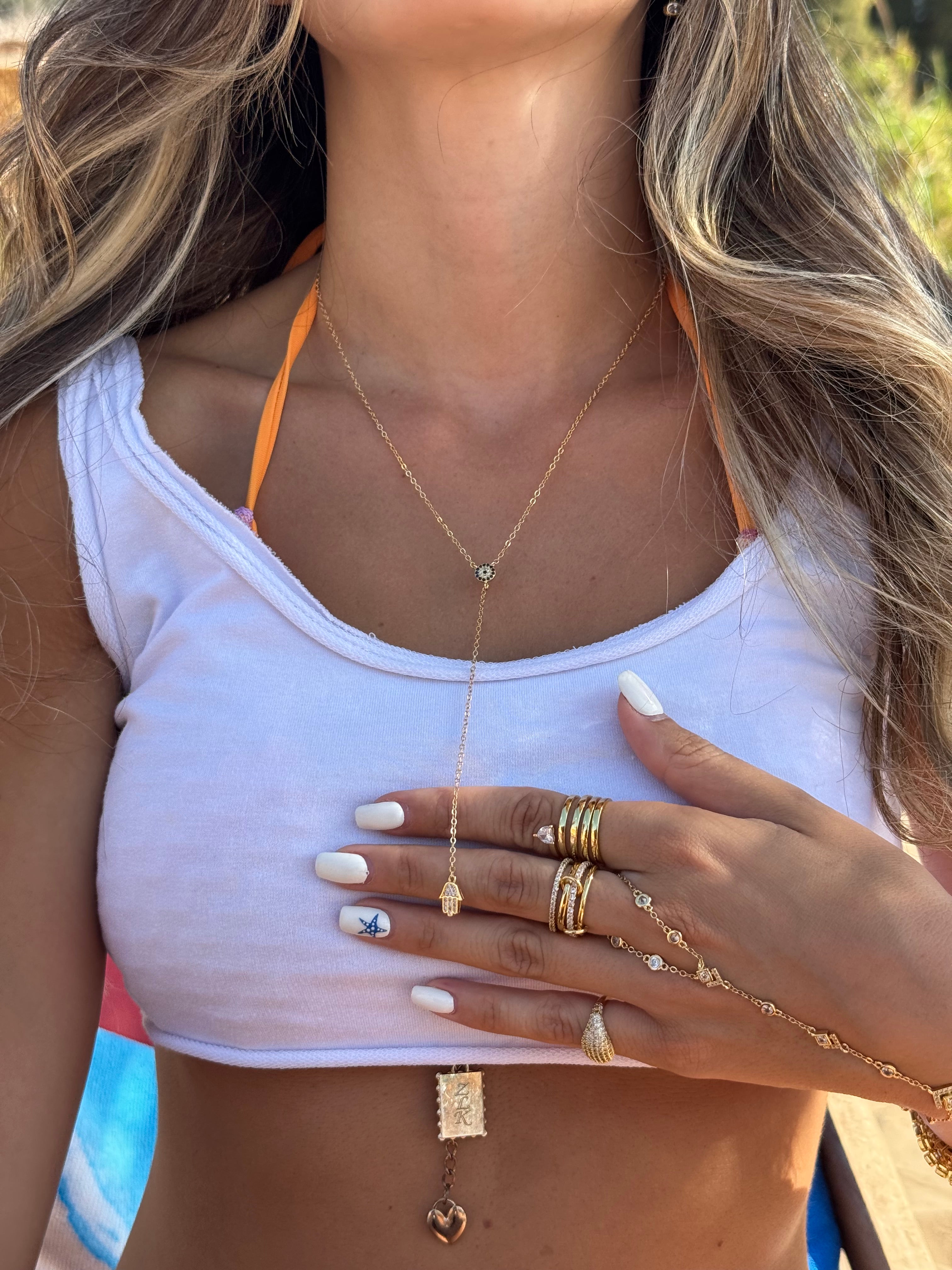 Eye Hamsa Dropdown Necklace