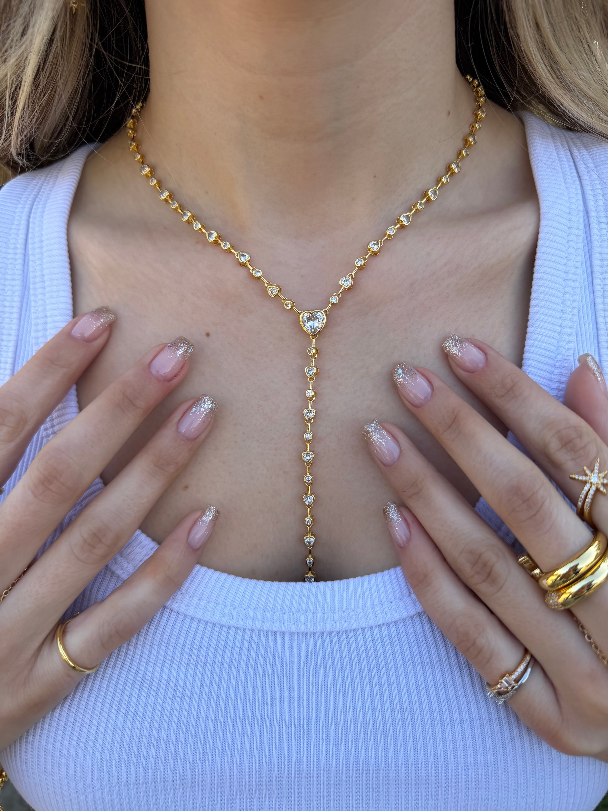Mixed Heart Dropdown Necklace