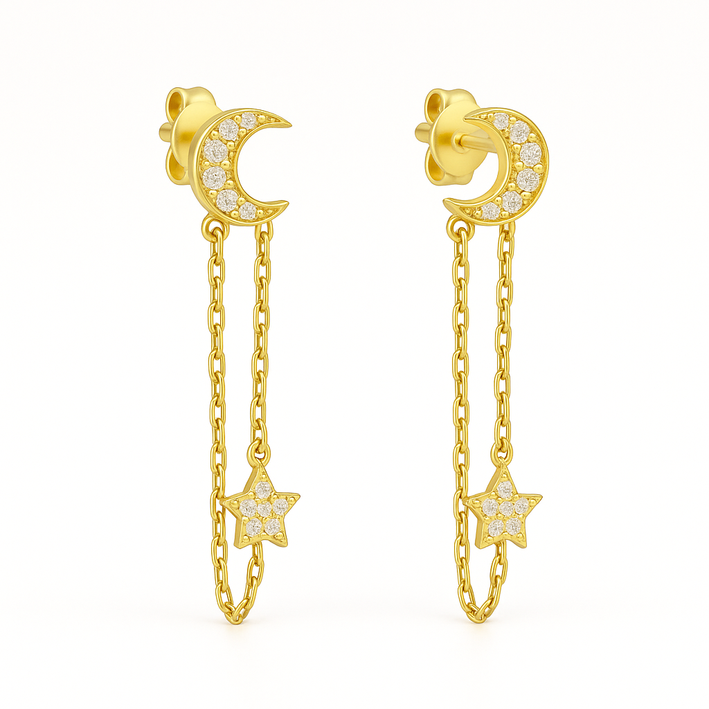 Moon Star Chain Earrings