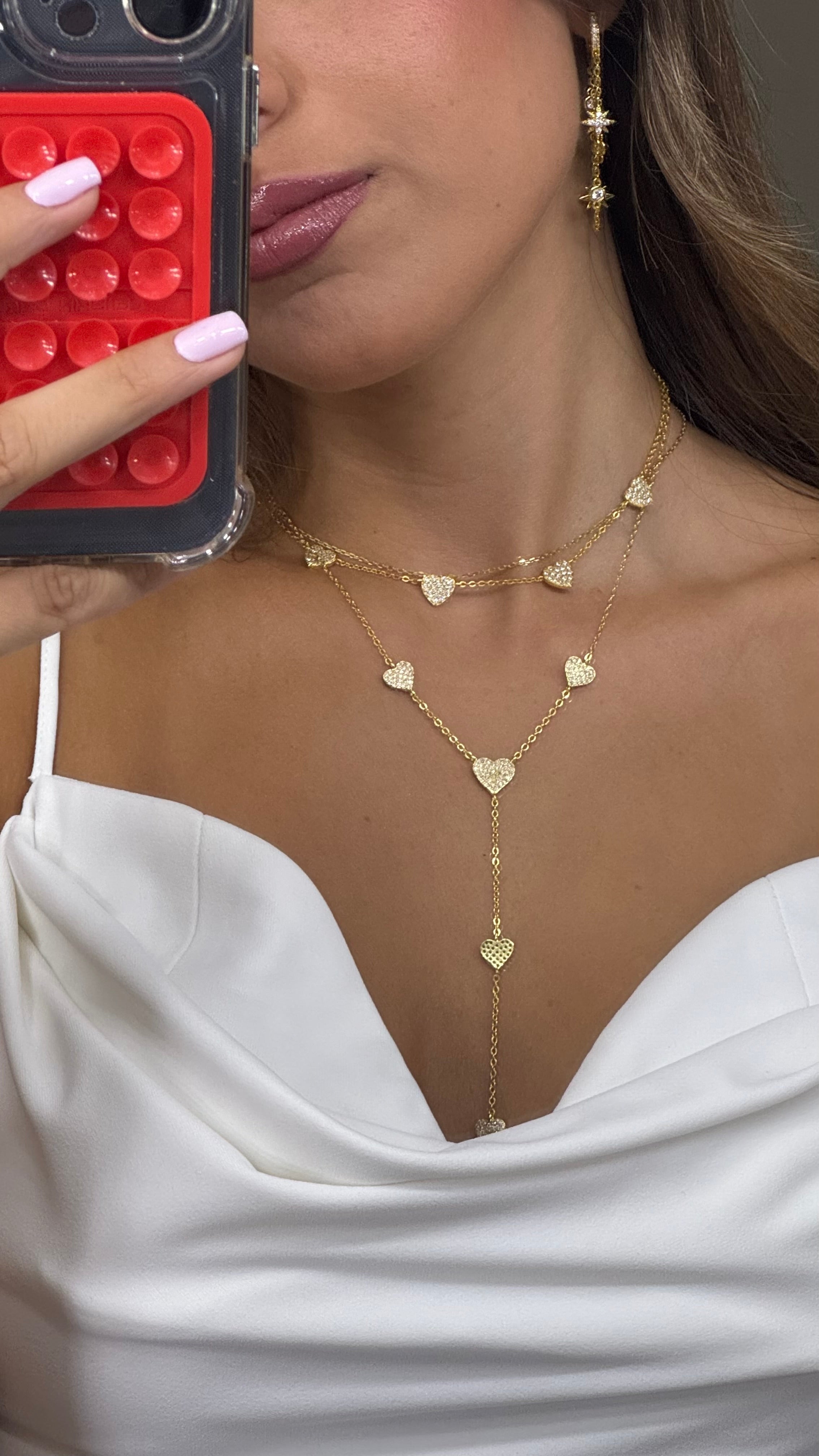 Golden Heart Dropdown Necklace