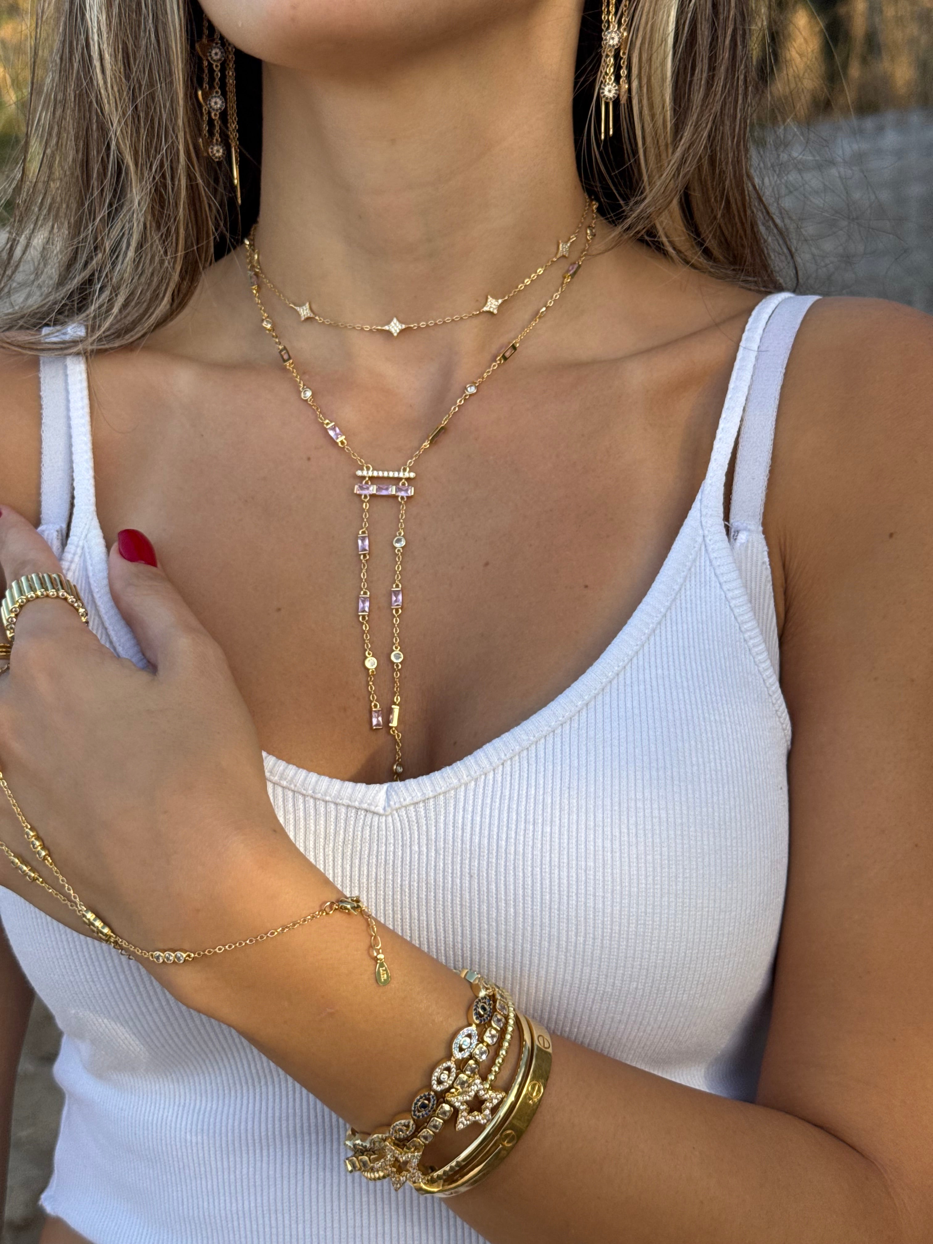 Pink Double Dropdown Necklace