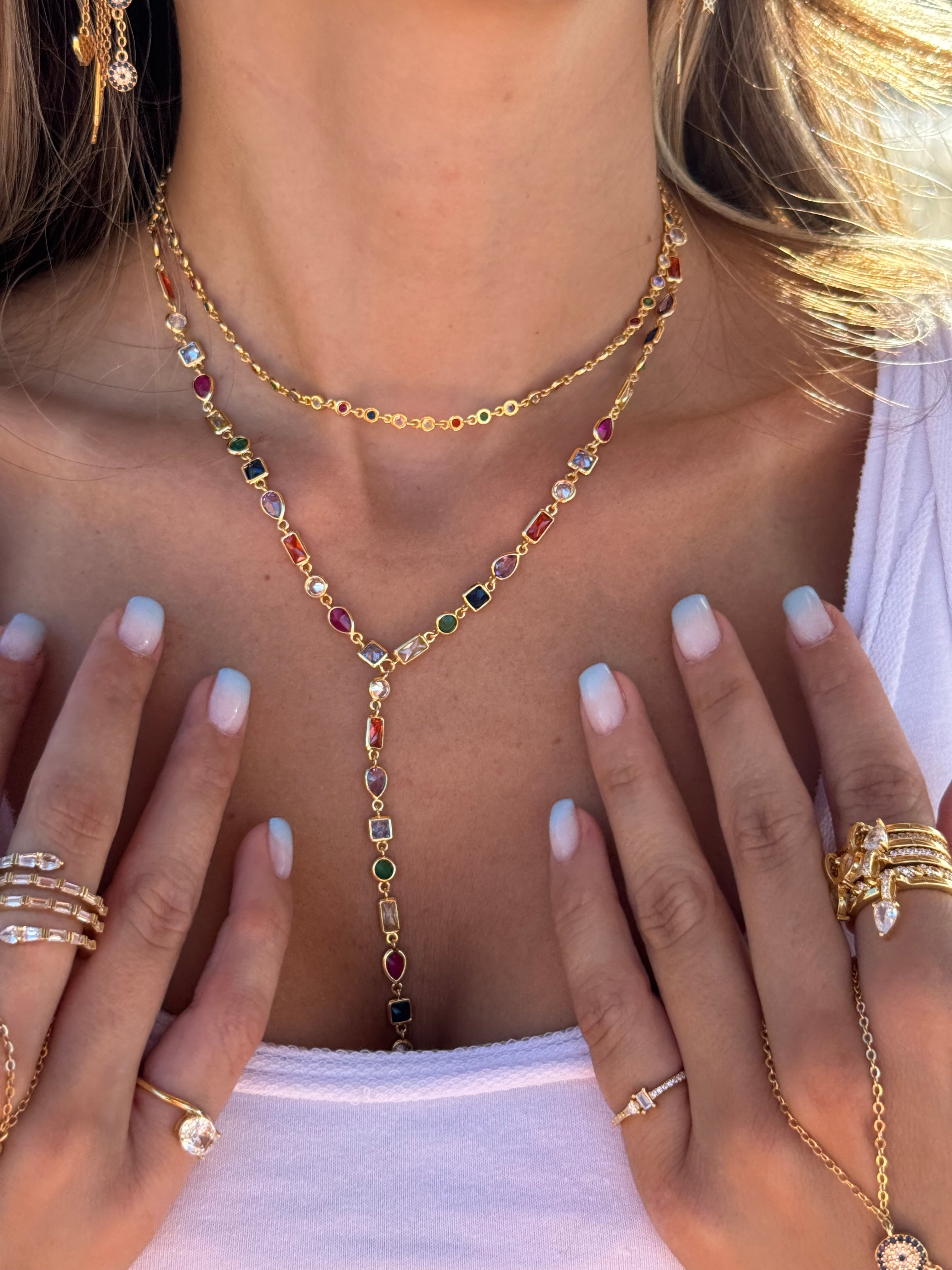 Rainbow Shapes Dropdown Necklace