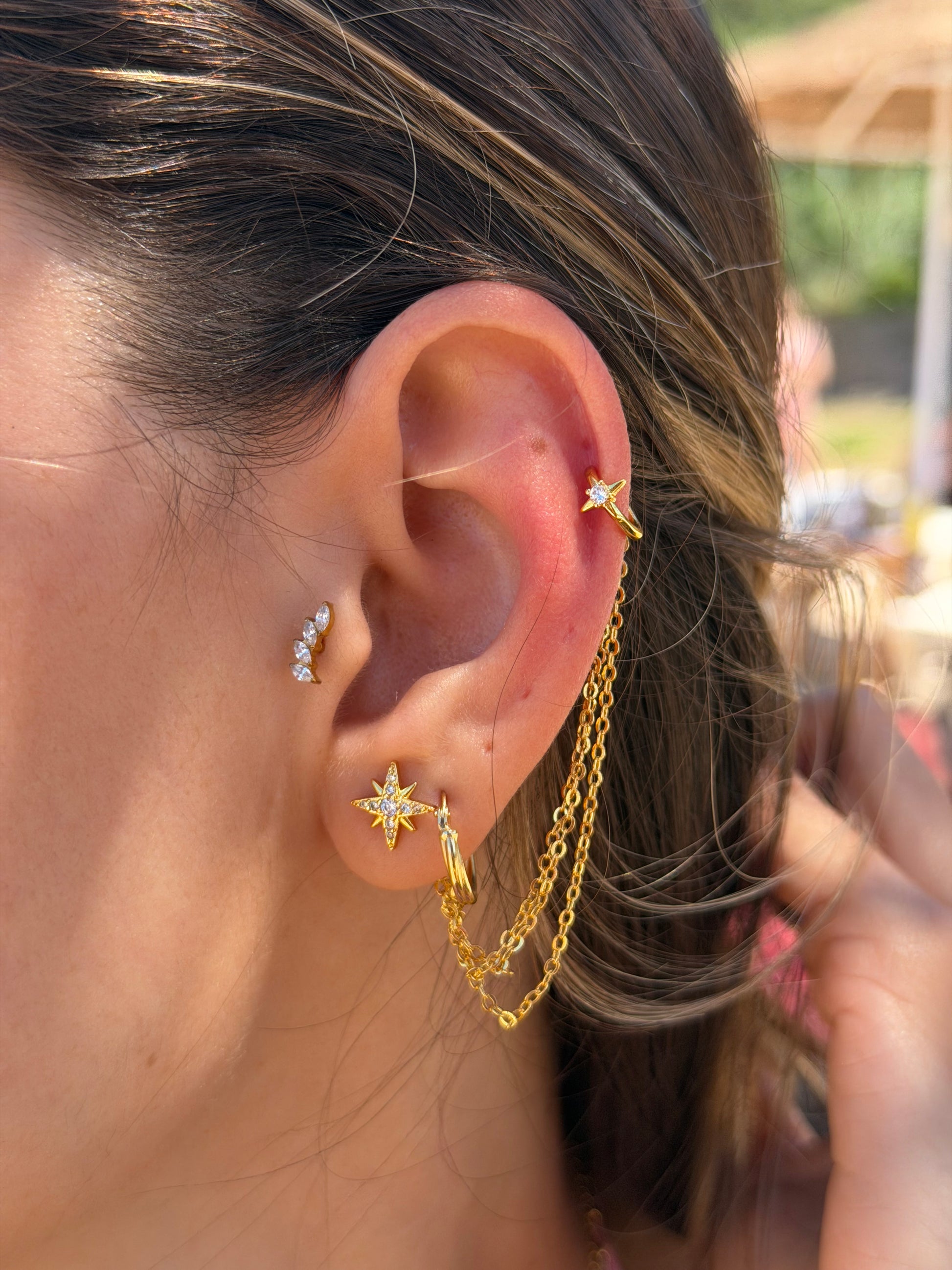 Starburst Chain & Cuff Earrings