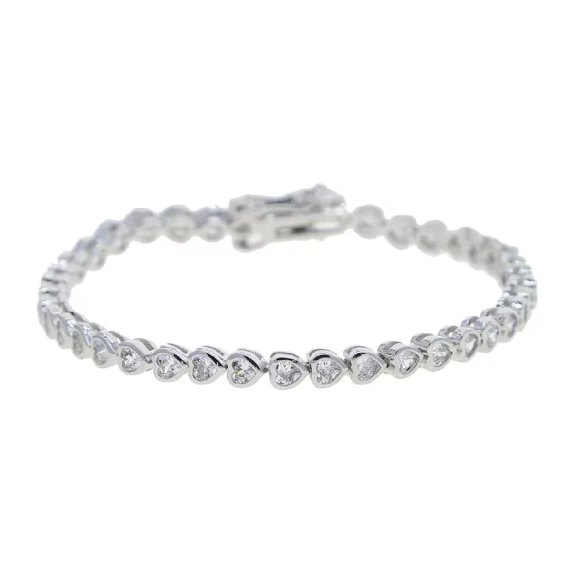 Silver Heart Tennis Bracelet