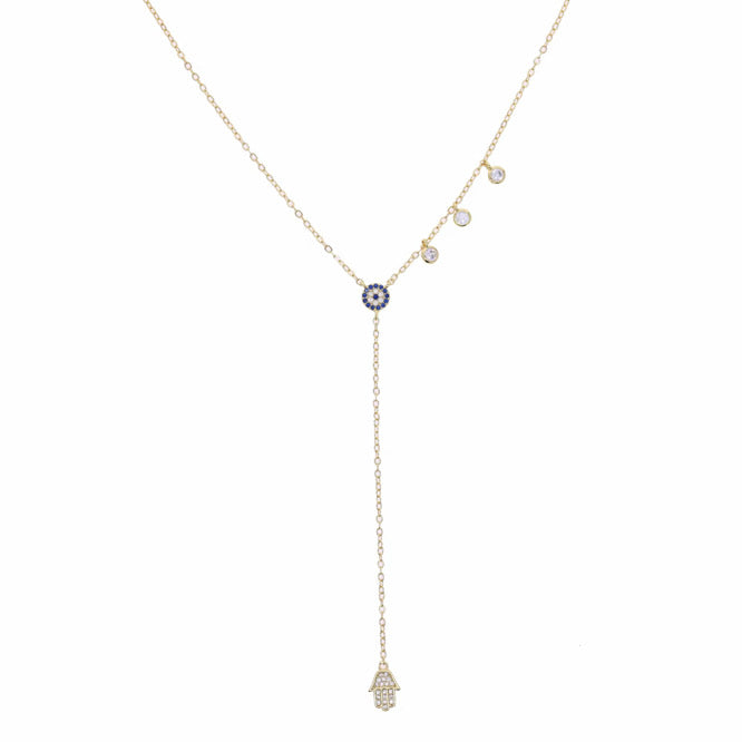 Eye Hamsa Dropdown Necklace