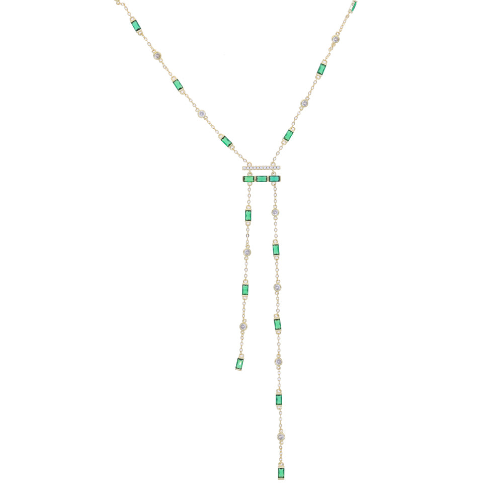Green Double Dropdown Necklace